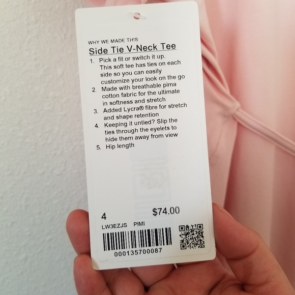 Lululemon women's pink Side tie V-neck tee oversized - Picture 6 of 11